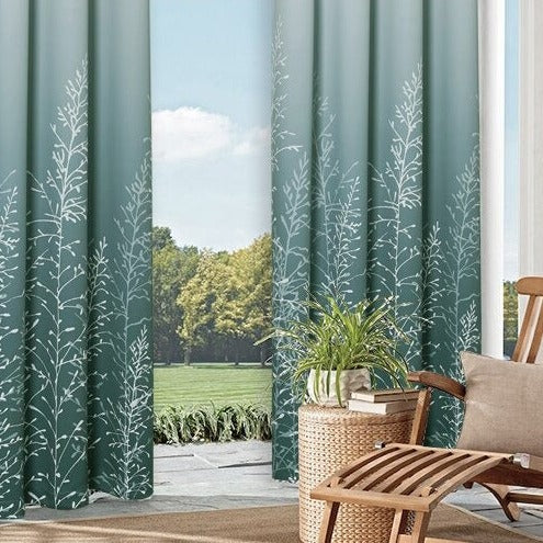 Grön altangardin med gradientmönster