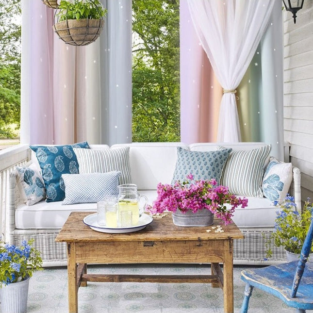 Tunn utomhusgardin för altan och pergola