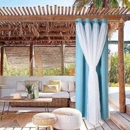 Vattentät gardin för uteplats med öglor.