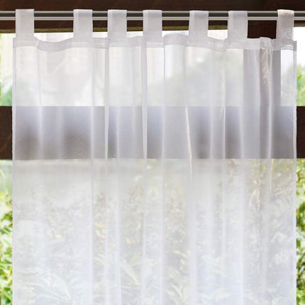 Ljusgrå utomhusgardin i skir linnestruktur