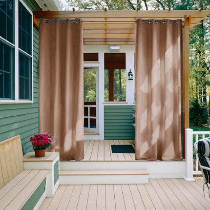 Vattentät brun utomhusgardin med öljetter