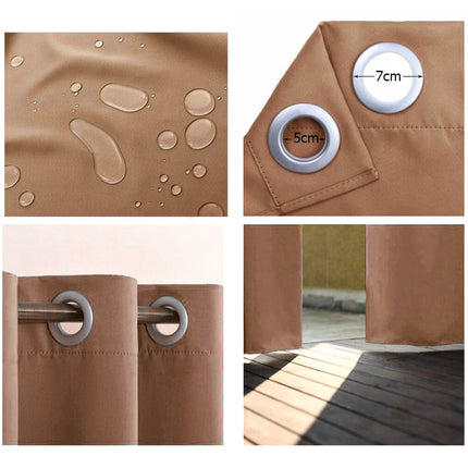 Vattentät brun utomhusgardin med öljetter