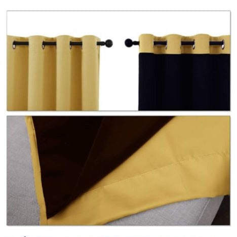 Gul mörkläggningsgardin Rauma för vardagsrum