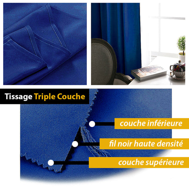 Marinblå enfärgad mörkläggningsgardin med öljetter