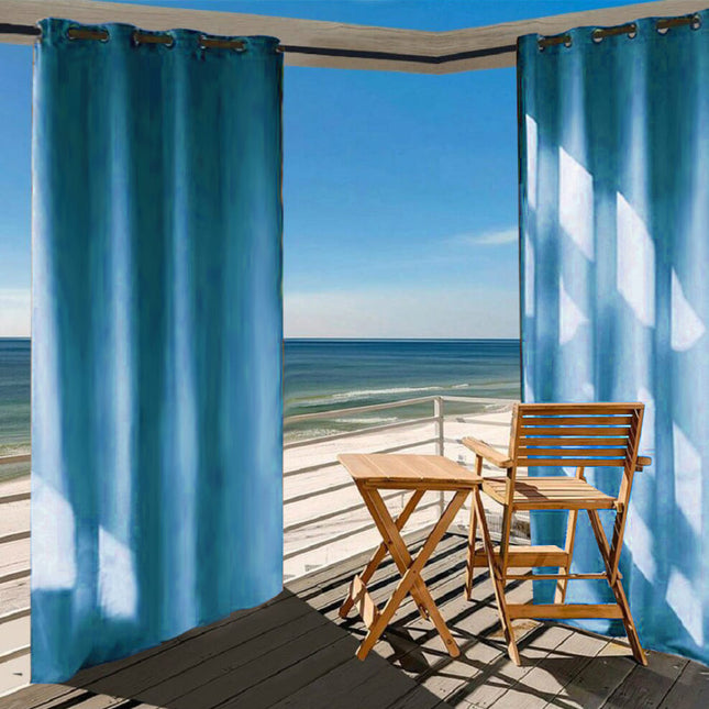 Blå utegardin för pergola och altan