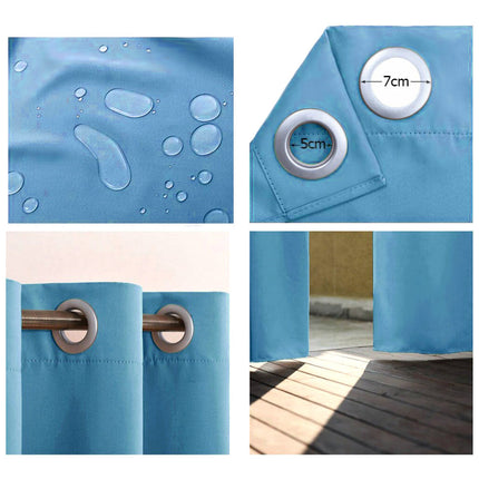 Blå utegardin för pergola och altan