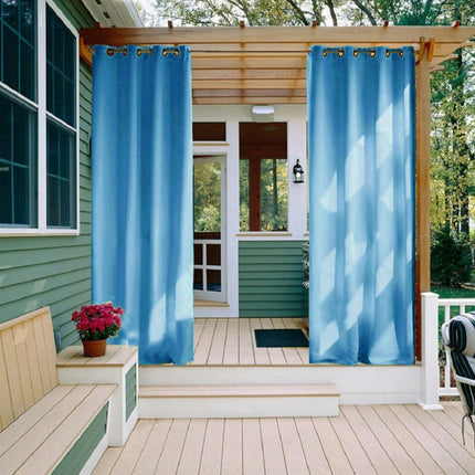 Blå utegardin för pergola och altan