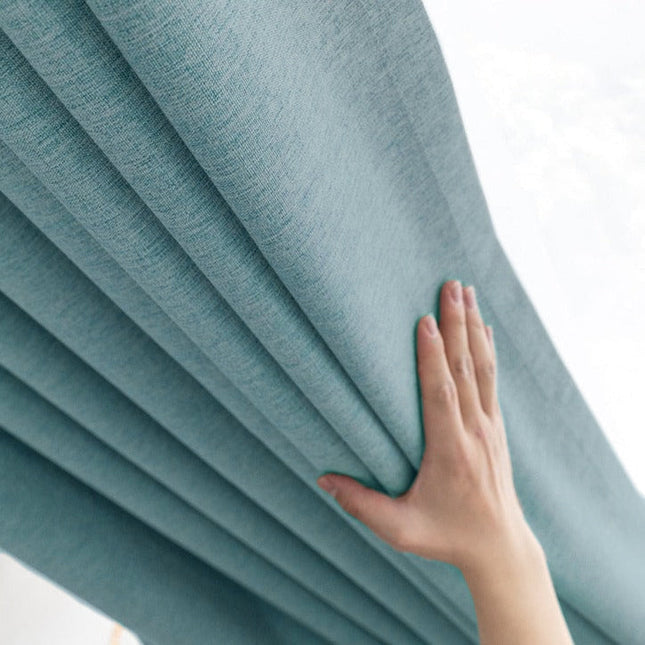 Blå mörkläggningsgardin Kross i linnestruktur