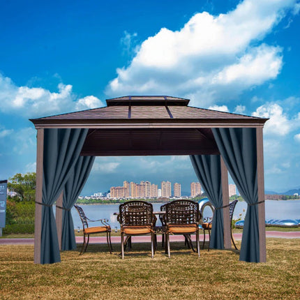 Mörkblå utegardin för pergola