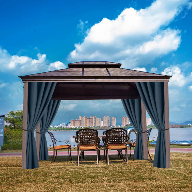 Mörkblå utegardin för pergola