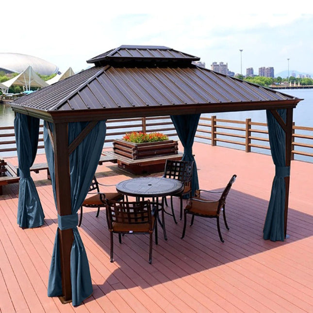Mörkblå utegardin för pergola