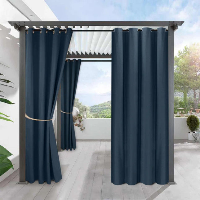 Mörkblå utegardin för pergola