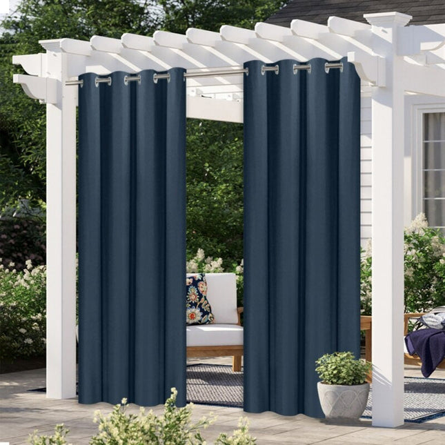 Mörkblå utegardin för pergola