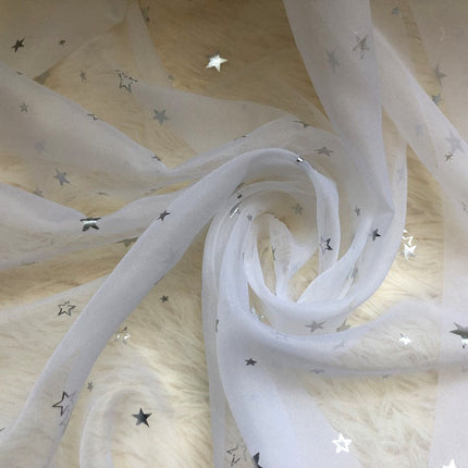 Tunn gardin med silverstjärnor