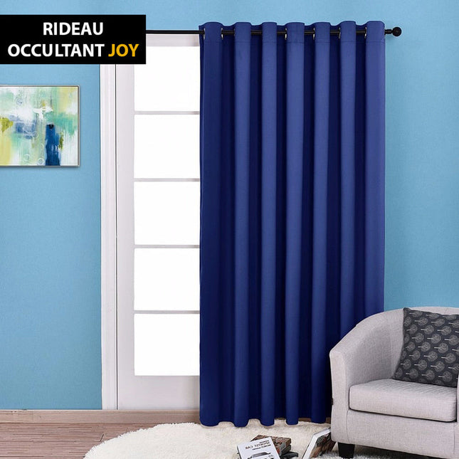 Marinblå enfärgad mörkläggningsgardin med öljetter