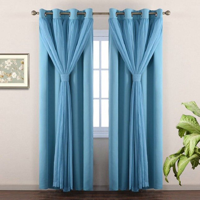 Dubbel mörkläggningsgardin med transparent voile