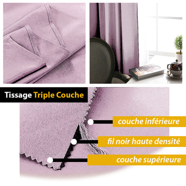 Ljusrosa mörkläggningsgardin med rynkband