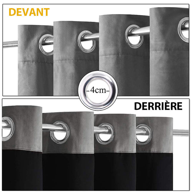 Grå mörkläggningsgardin i sammet Velvetine