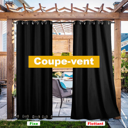 Svart vindskyddande gardin för pergola